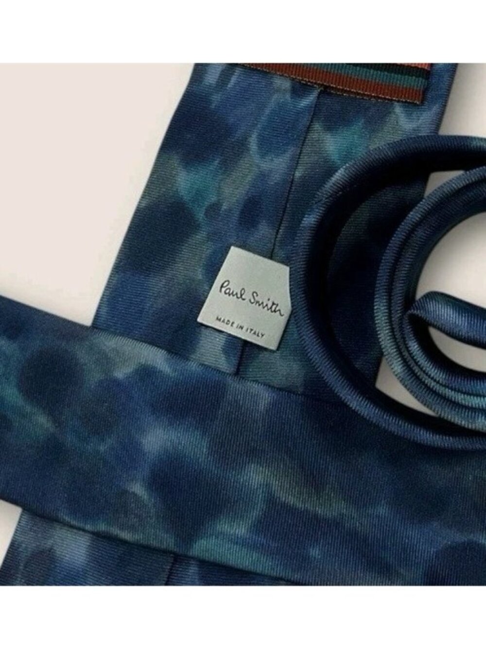 PAUL SMITH Silk Tie ITALY Blue Gray Art W:3.2" EUC - Picture 2 of 6